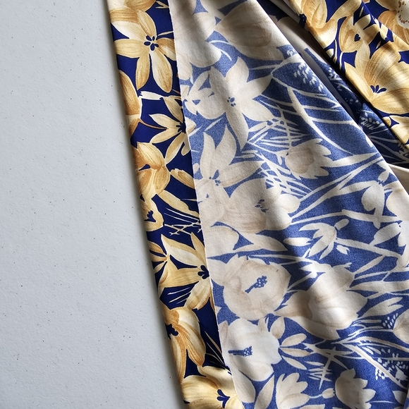 Nani Of Hawaii Vintage Elegant Blue and Cream Floral Maxi Halter Dress - Picture 13 of 15